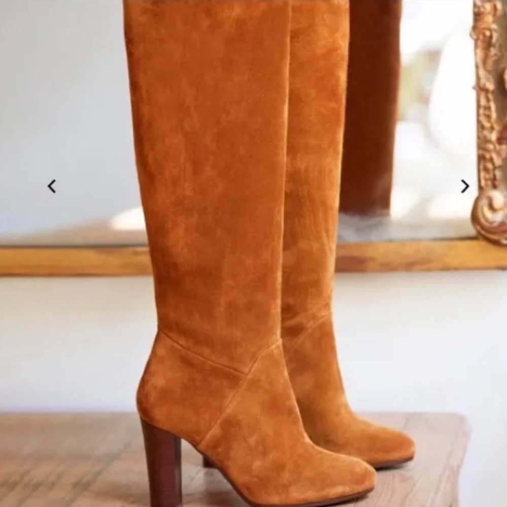 NWB Sézane High Amelie Boots Camel Suede 40